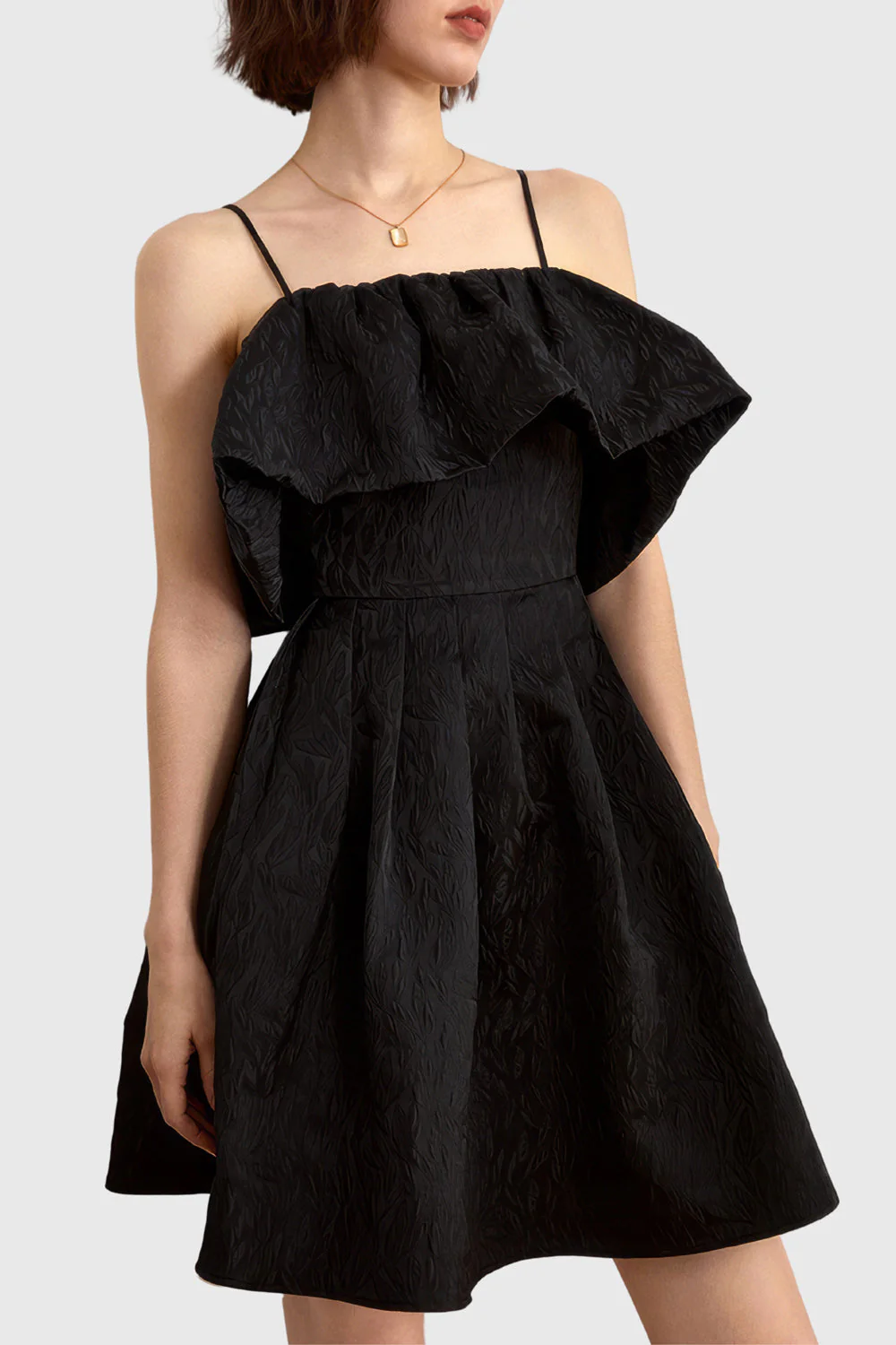 Textured Mini Dress - Black - Image 2