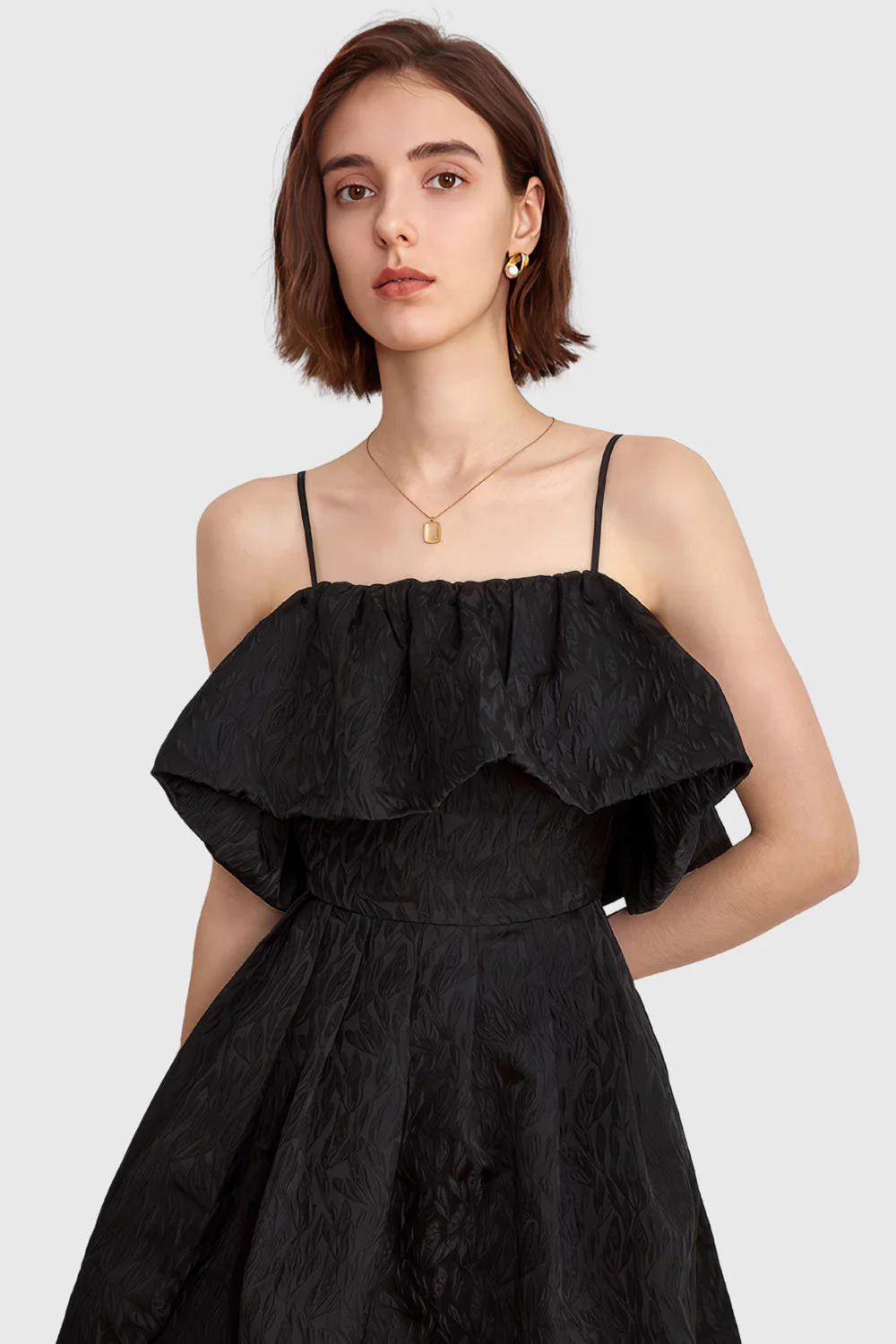 Textured Mini Dress - Black - Image 3