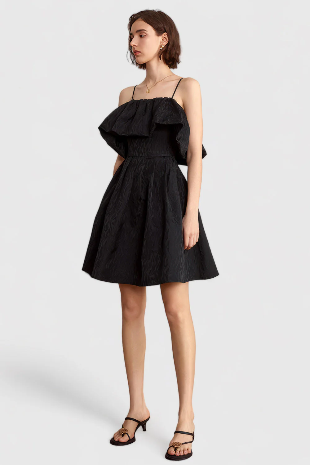 Textured Mini Dress - Black - Image 4