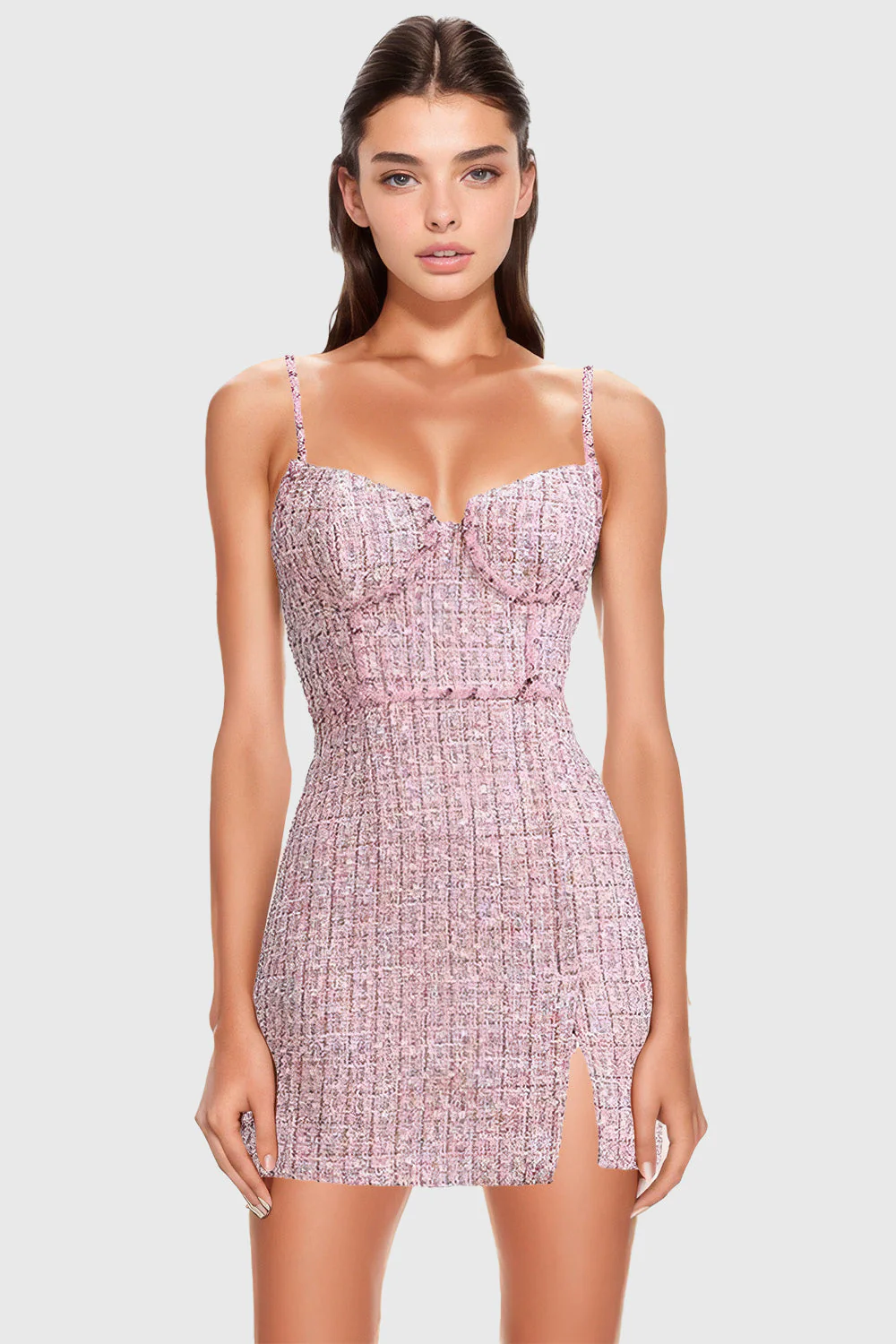 Textured Mini Dress - Pink - Image 3