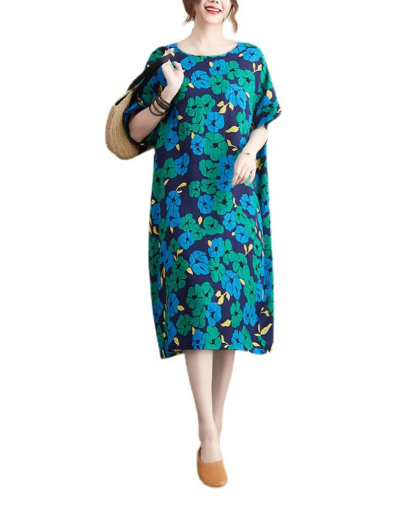 Summer Spirng  Midi Dress with Short Sleeves - Image 2