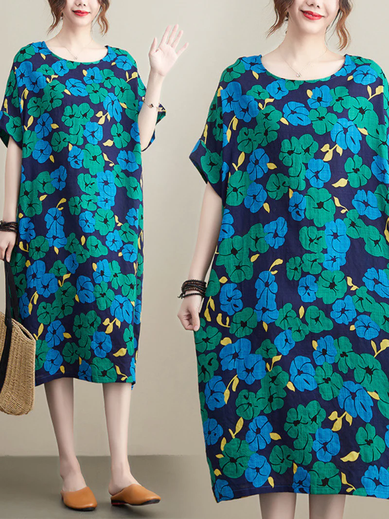 Summer Spirng  Midi Dress with Short Sleeves - Image 3