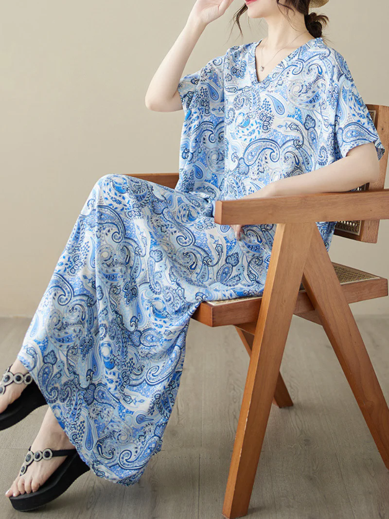 The Lost Heart Cotton V-neck Floral A-line Dress - Image 4
