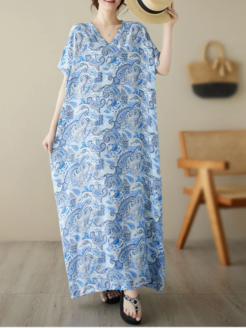 The Lost Heart Cotton V-neck Floral A-line Dress - Image 6