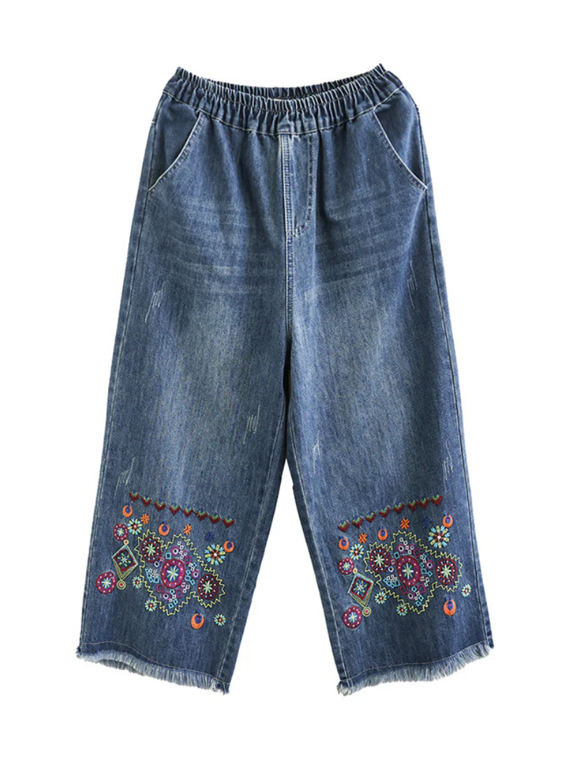 The Lost Heart Denim Elastic Waist Bottom Pants - Image 3