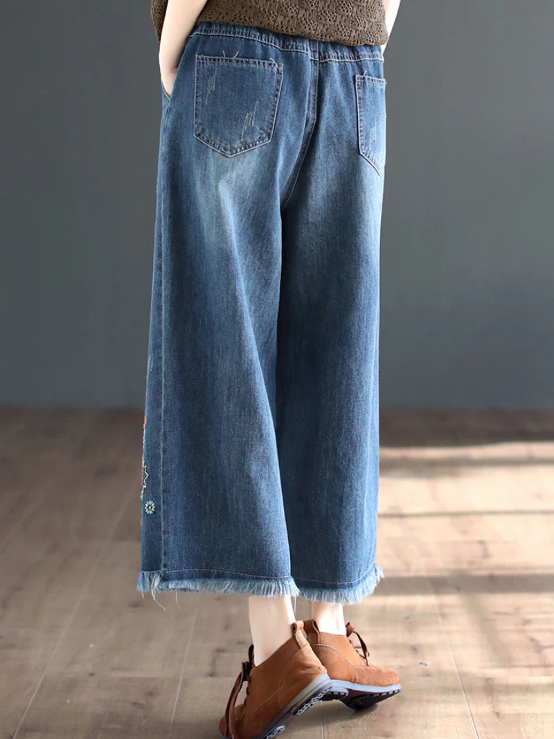 The Lost Heart Denim Elastic Waist Bottom Pants - Image 4