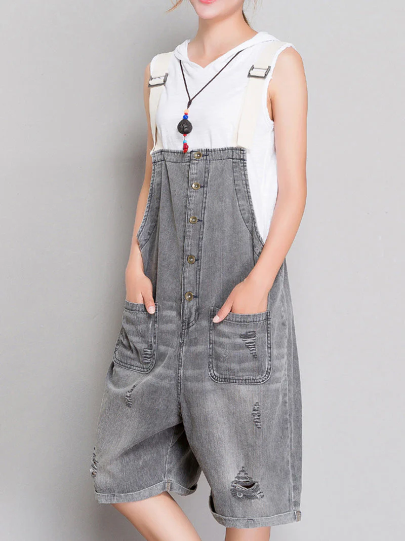 The Meaning Of Simplicity Ripped Romper Overall Dungarees - Image 3
