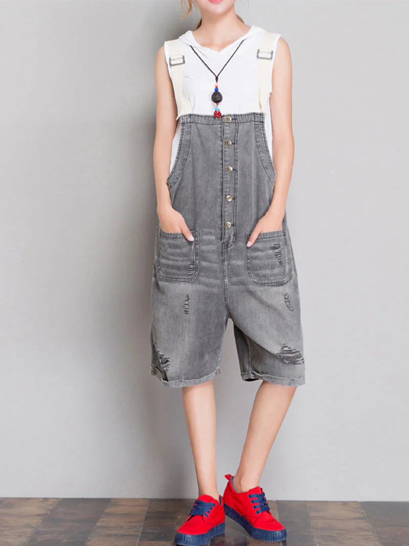 The Meaning Of Simplicity Ripped Romper Overall Dungarees - Image 5