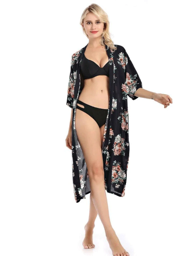 Thinking Out Aloud  Printed Floral Gown Robe Kimono - Image 5