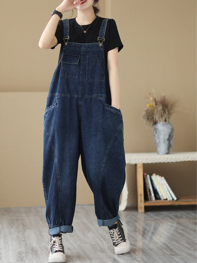 Thunder Of Desire Denim High Waist Bib overalls - Image 3