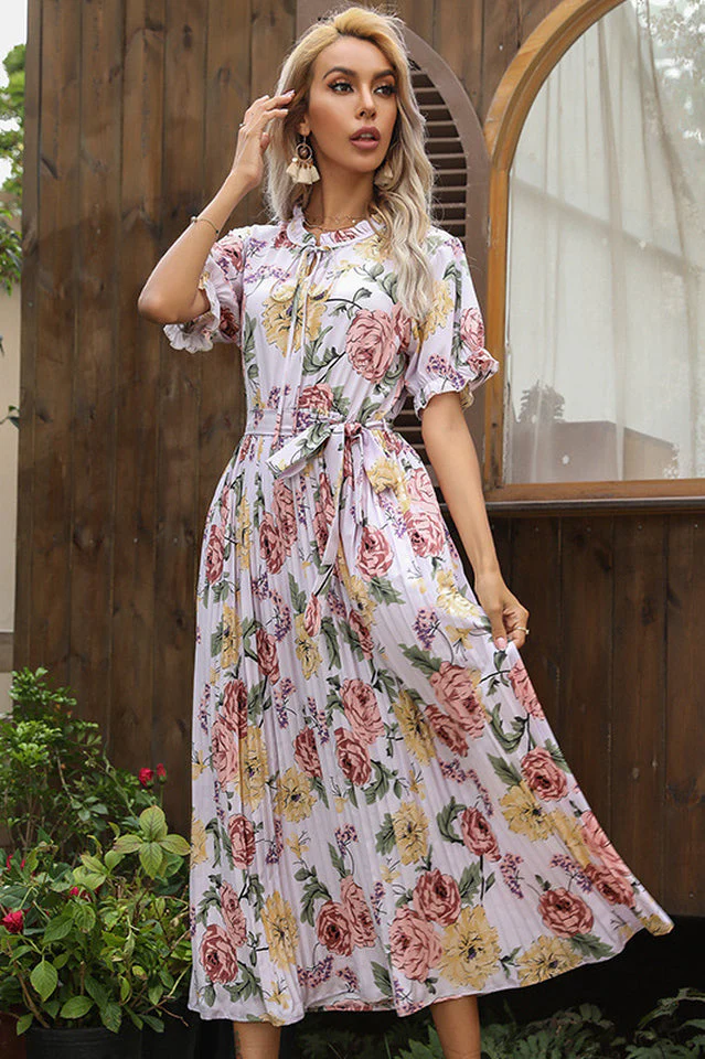 Tie Detail Floral Boho Dress - Image 11