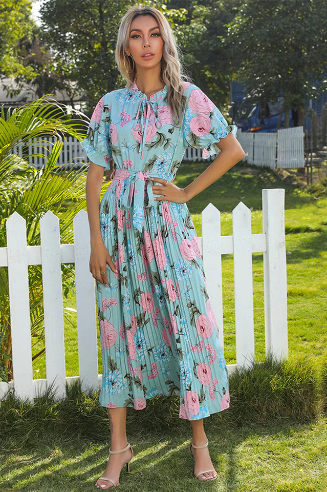 Tie Detail Floral Boho Dress - Image 13