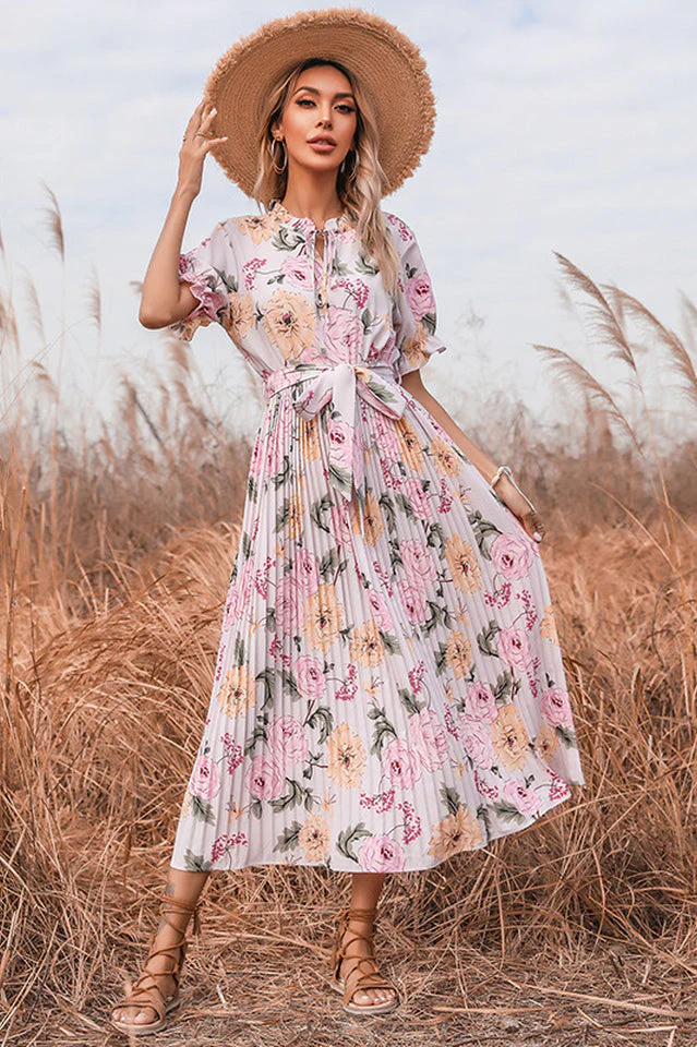 Tie Detail Floral Boho Dress - Image 2