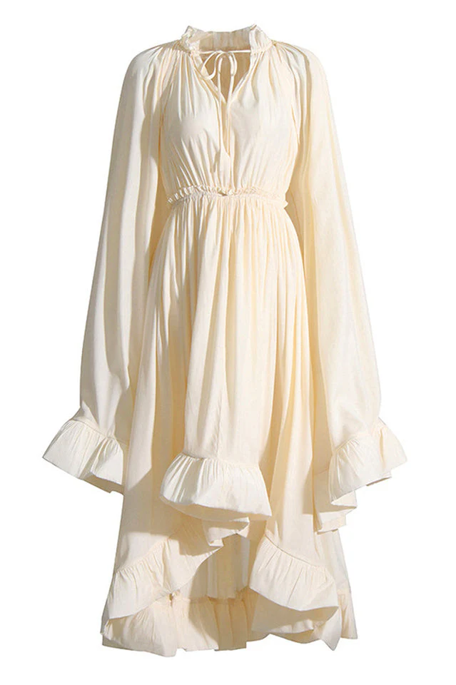 Tie Detailed Ruffled Crepe Dress - Image 11