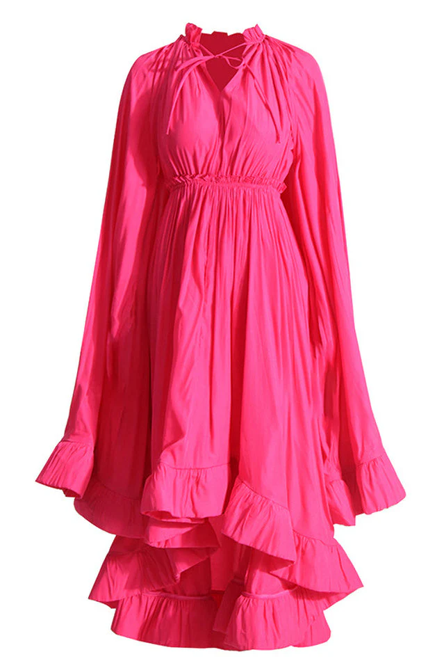 Tie Detailed Ruffled Crepe Dress - Image 12