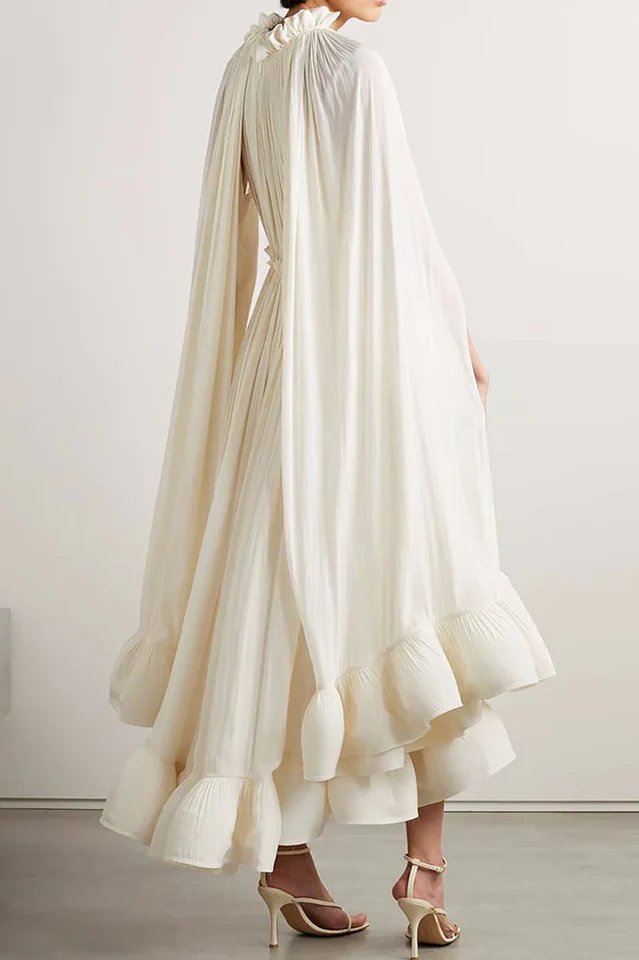 Tie Detailed Ruffled Crepe Dress - Image 4