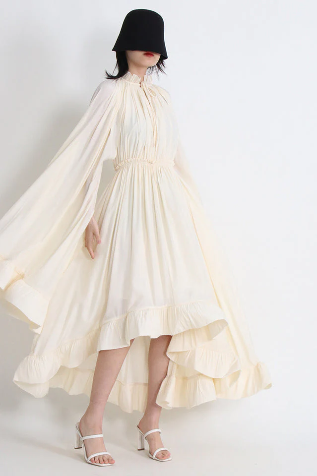 Tie Detailed Ruffled Crepe Dress - Image 5