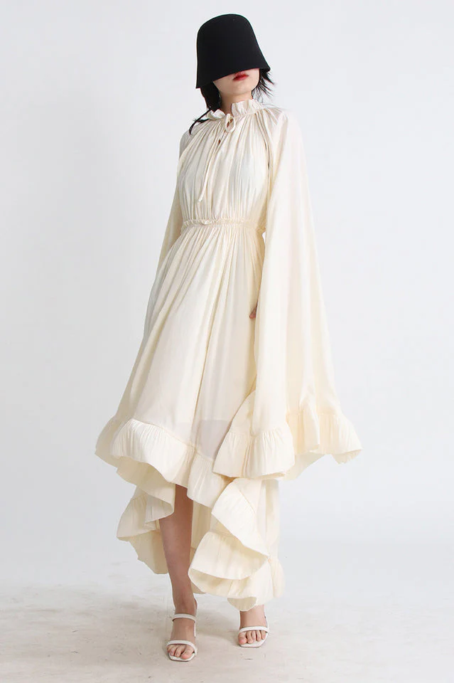 Tie Detailed Ruffled Crepe Dress - Image 6