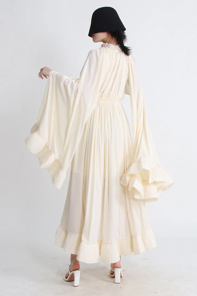 Tie Detailed Ruffled Crepe Dress - Image 7