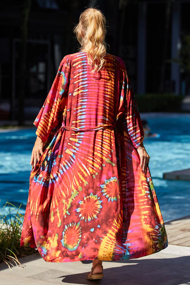 Tie Dye Belt Kimono Blouse (15 Colors) - Image 30