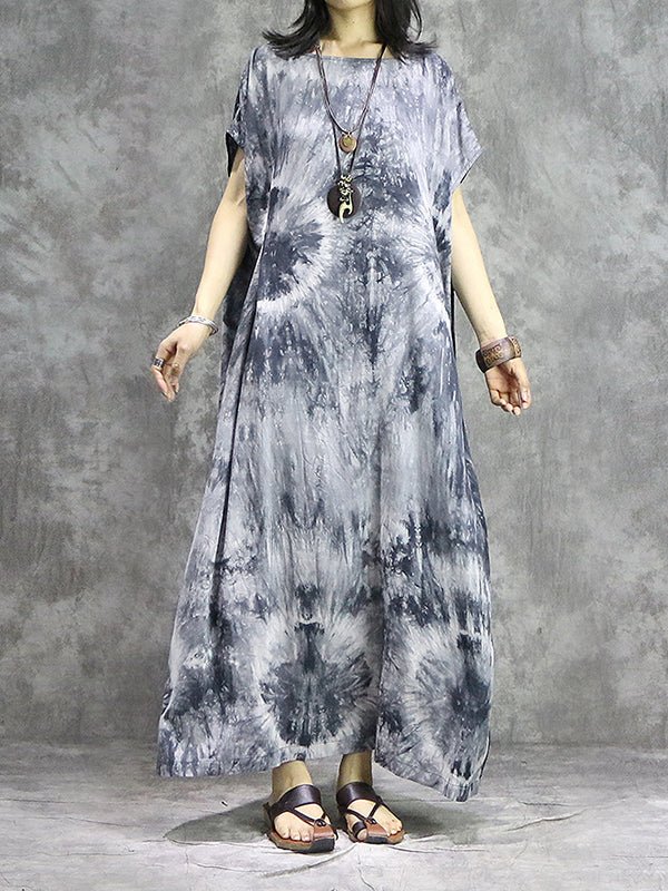 Tie Dye Drawstring Plus Size Maxi Dress - Image 2