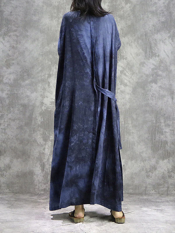 Tie Dye Drawstring Plus Size Maxi Dress - Image 3