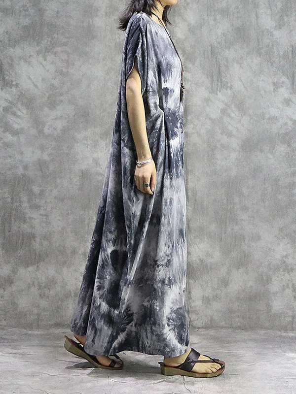 Tie Dye Drawstring Plus Size Maxi Dress - Image 4
