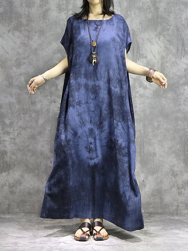 Tie Dye Drawstring Plus Size Maxi Dress - Image 5