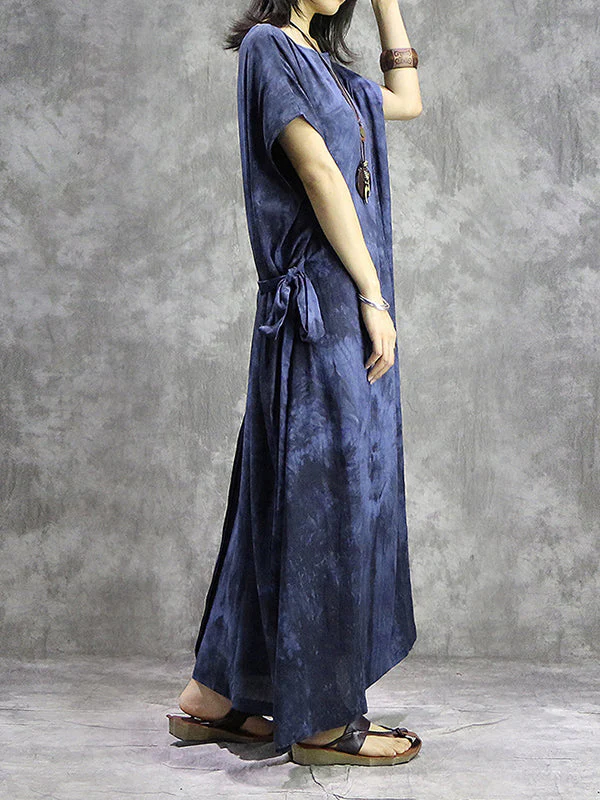 Tie Dye Drawstring Plus Size Maxi Dress - Image 8