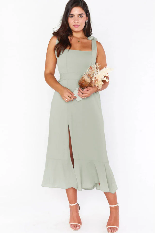 Tie Shoulder Boho Midi Dress - Image 23