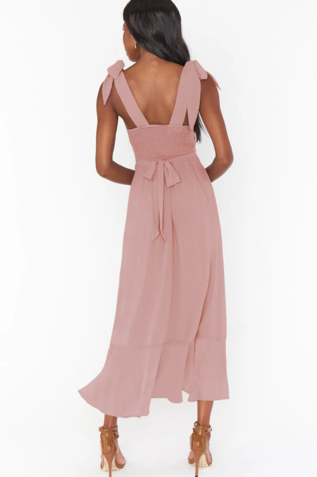Tie Shoulder Boho Midi Dress - Image 32