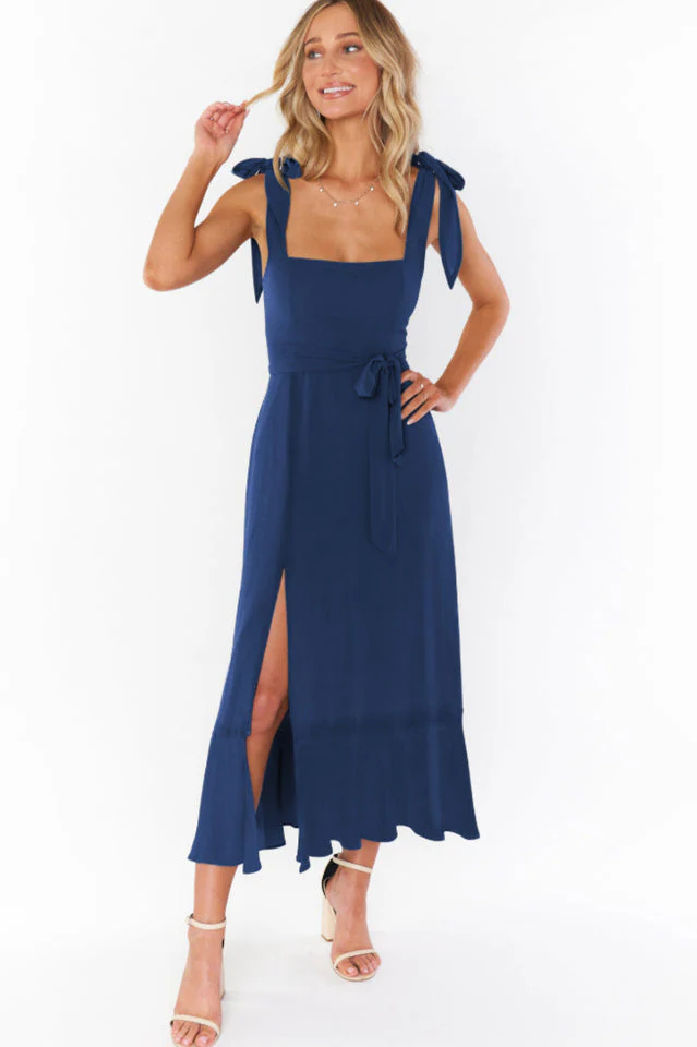 Tie Shoulder Boho Midi Dress - Image 35
