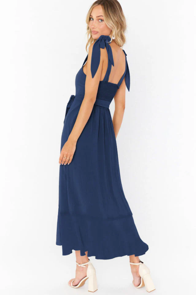 Tie Shoulder Boho Midi Dress - Image 36