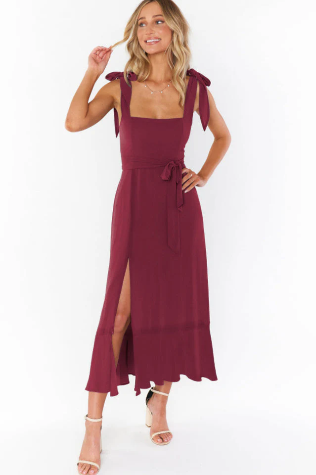 Tie Shoulder Boho Midi Dress - Image 38