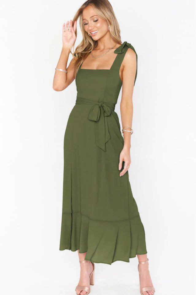 Tie Shoulder Boho Midi Dress - Image 44