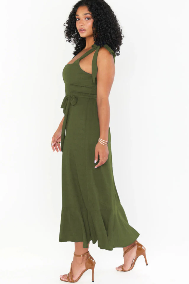 Tie Shoulder Boho Midi Dress - Image 45