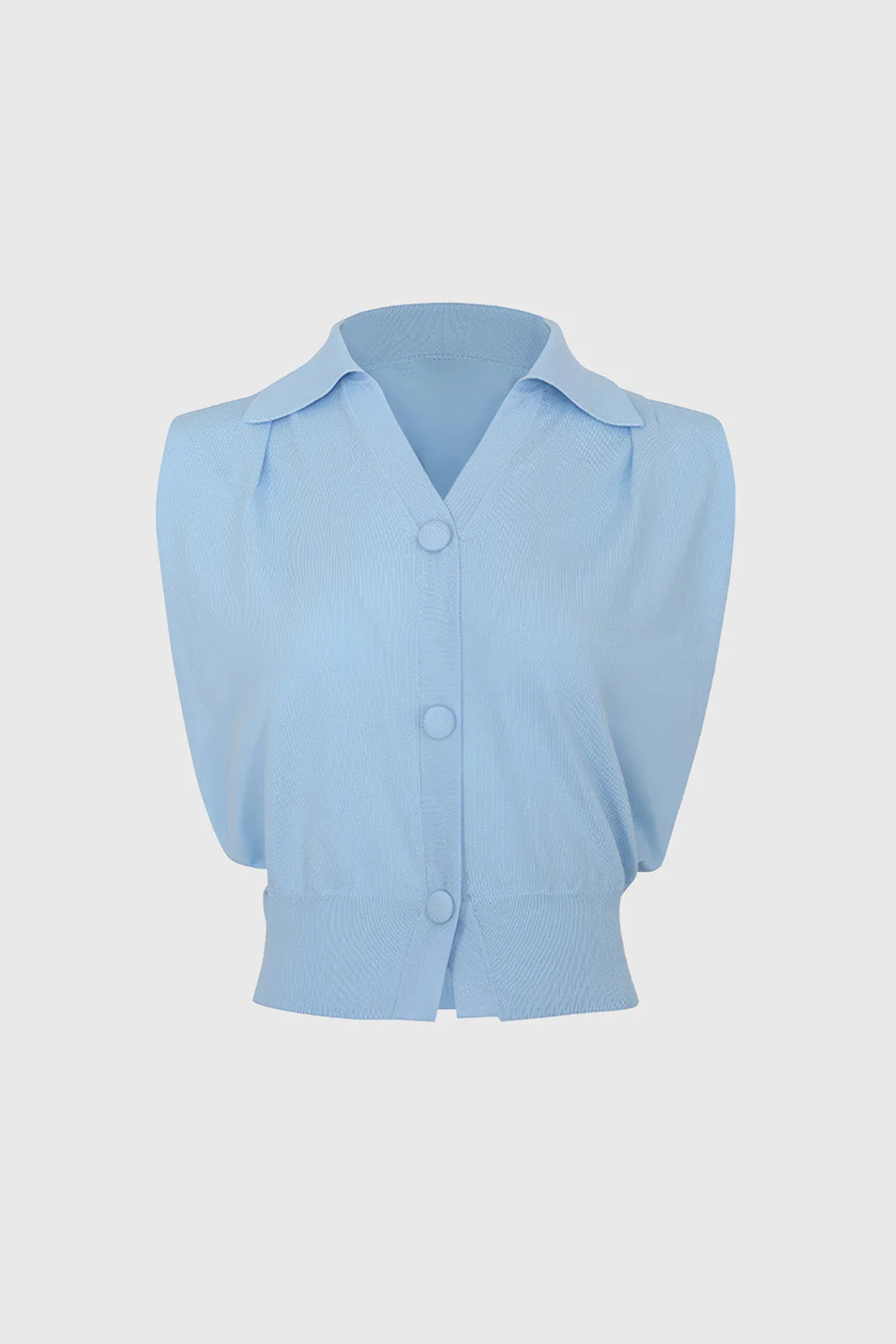 Top with Polo Collar - Blue - Image 3