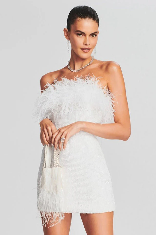 Torin Sequin Feather Dress - Image 11