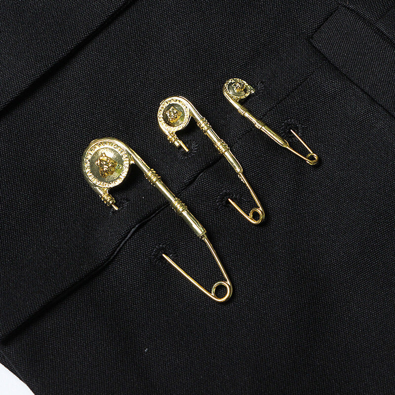 Trendsetting Safety Pin Mesh Panel Notch Lapel Single Button Tailored Blazer - Image 4