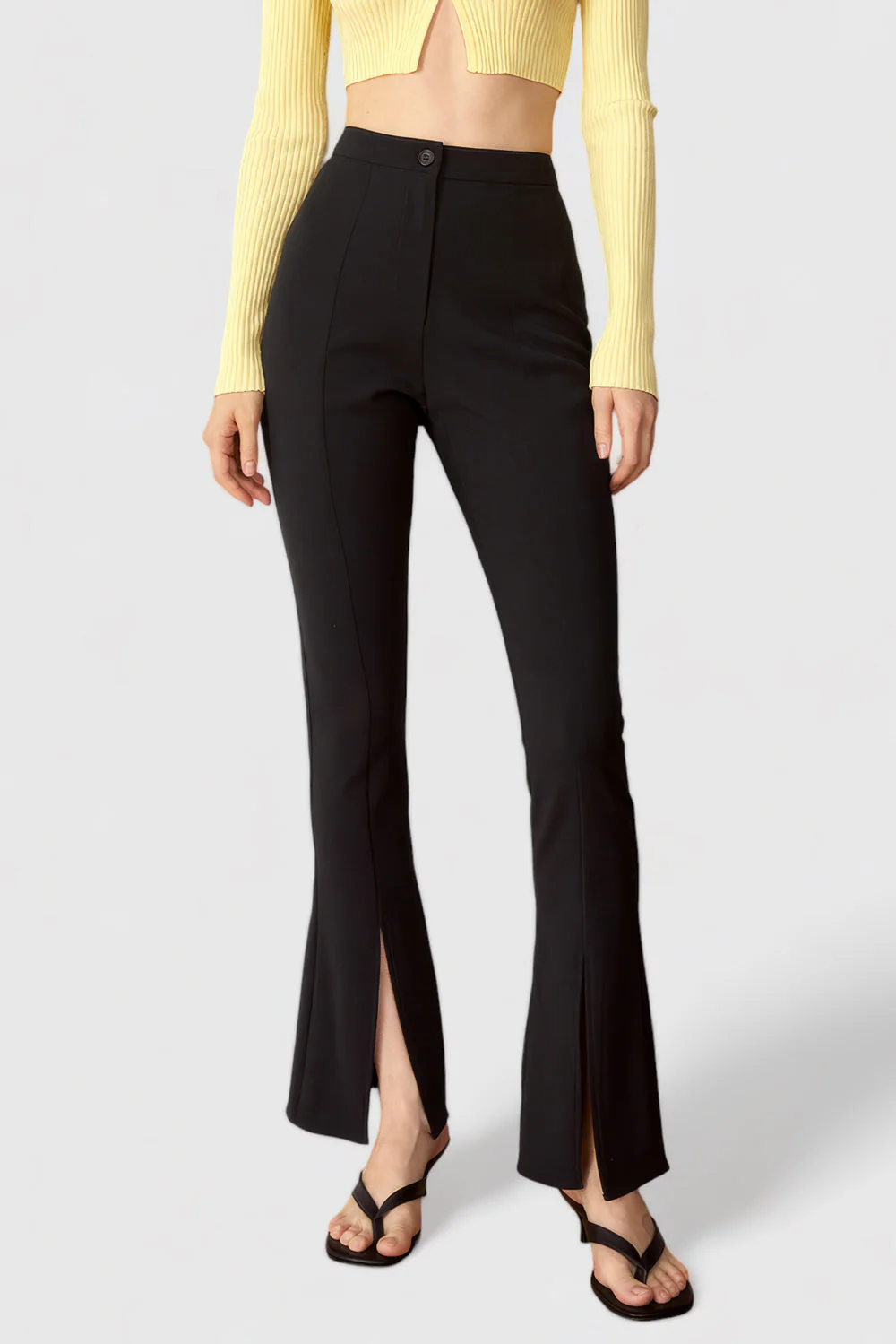 Trousers with Slit - Black - Image 3