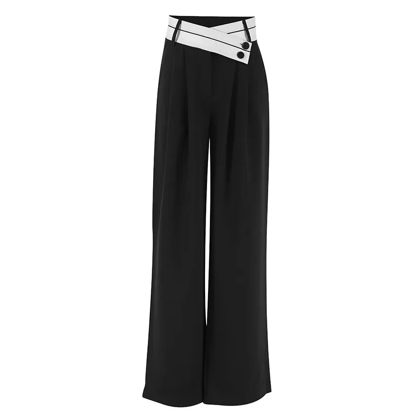 Black HIGH WaistED TURN-UP TROUSERS - Image 2