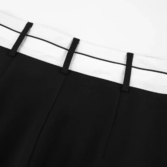 Black HIGH WaistED TURN-UP TROUSERS - Image 8