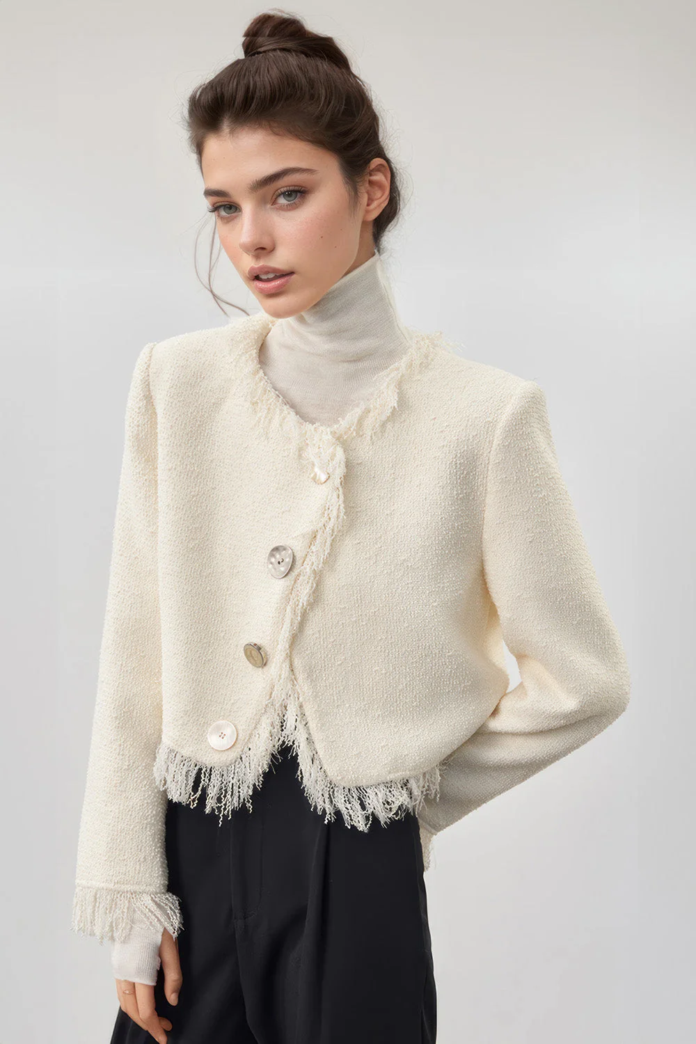 Tweed Jacket with Fringe - White - Image 2