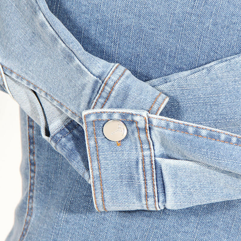 Unique Contrast Collared Button Front Deconstructed Hybrid Denim Jacket - Image 3