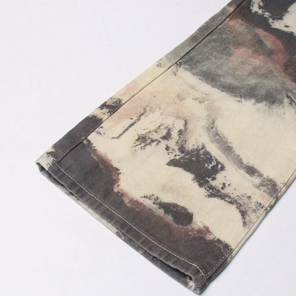 Unique Contrast Marble Print Straight Leg High Waist Jeans - Image 3