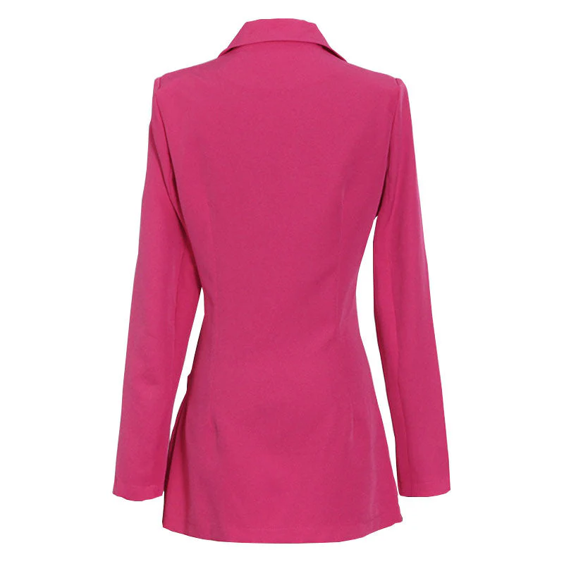 Unique Crisscross String Lapel Long Sleeve Blazer - ROSE - Image 5