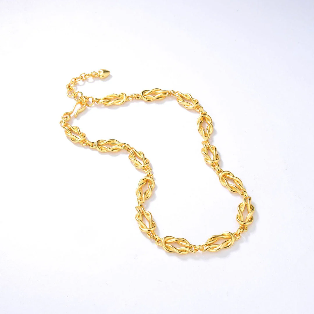 Unique Gold Tone Braided Chain Link Choker NeckLace - Gold - Image 2