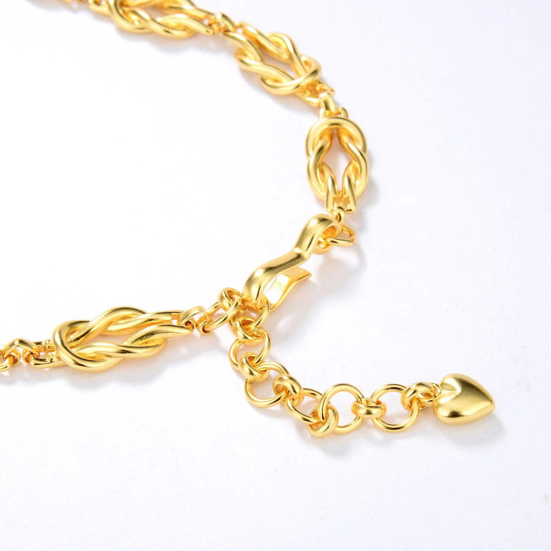 Unique Gold Tone Braided Chain Link Choker NeckLace - Gold - Image 4