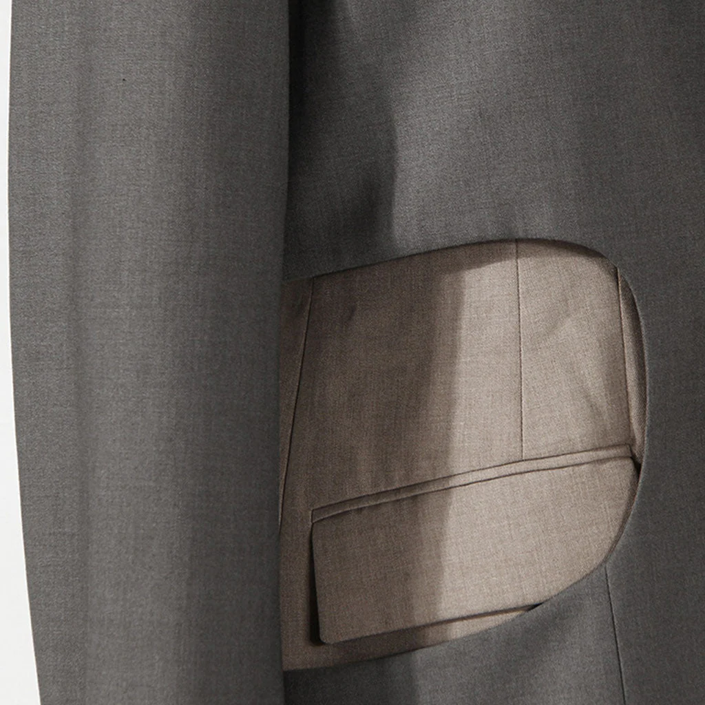 Unique Point Collar Single Breasted Side Cut Out Contrast Layered Panel Blazer - Image 5