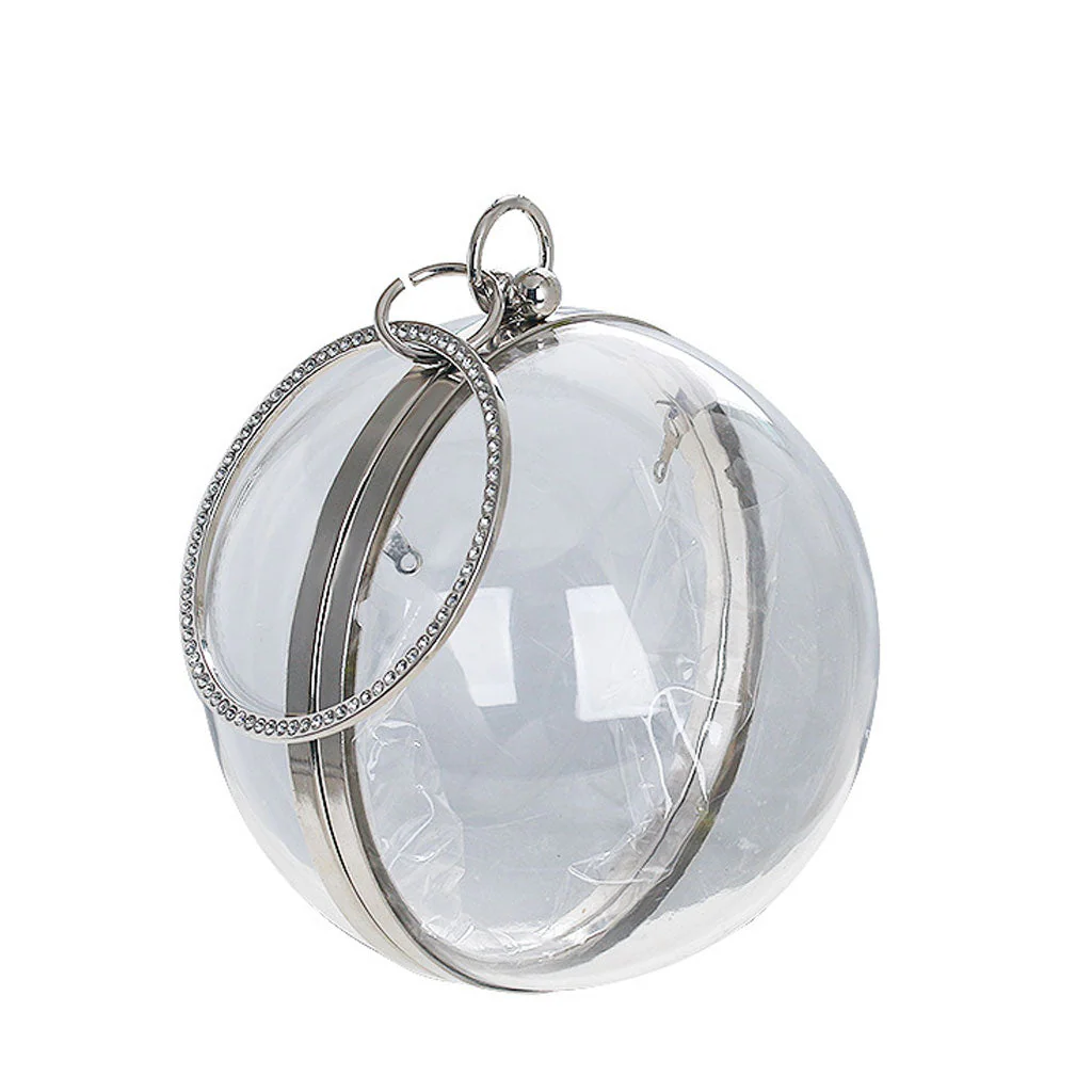 Unique Rhinestone Embellished Round Shaped Bracelet PVC Clutch - Silver - Image 3